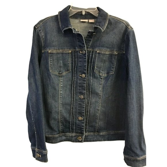 Chico's Jackets & Blazers - NWT CHICOS Women's Denim Jacket Sz 1 Medium Wash Velvet Patch
